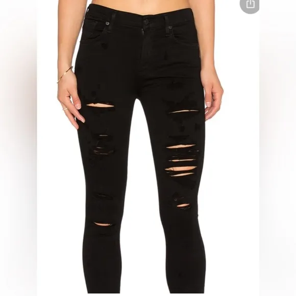 🍁AGOLDE SOPHIE SKINNY JEANS IN BLACK/MOONSTRUCK DISTRESSED SIZE 27 or 4!🍁