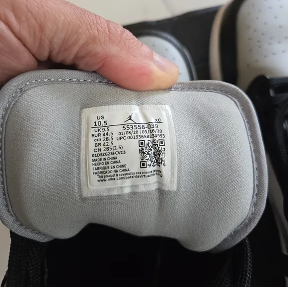 Air Jordan 1 Low Black White Smoke Grey Shadow Shoe 2020 Men 10.5