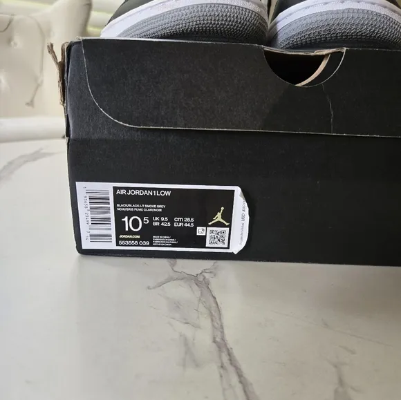 Air Jordan 1 Low Black White Smoke Grey Shadow Shoe 2020 Men 10.5