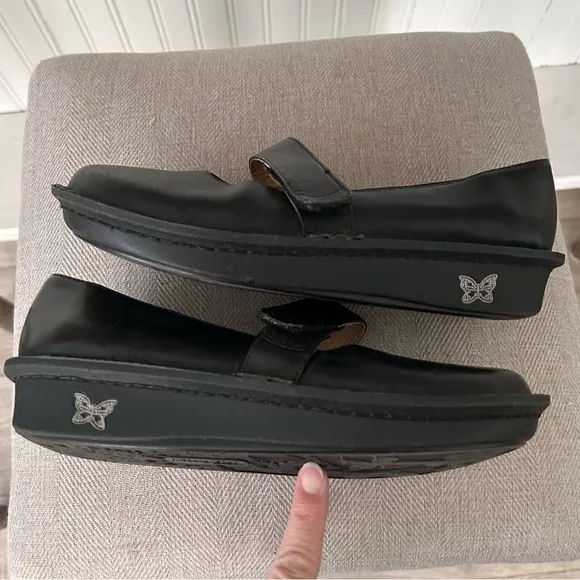 Alegria Feliz Black Leather Mary Janes Size EU 37, US 7/7.5