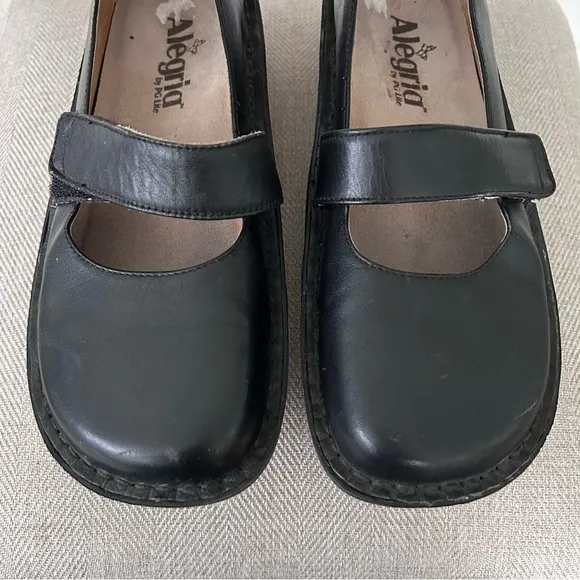 Alegria Feliz Black Leather Mary Janes Size EU 37, US 7/7.5
