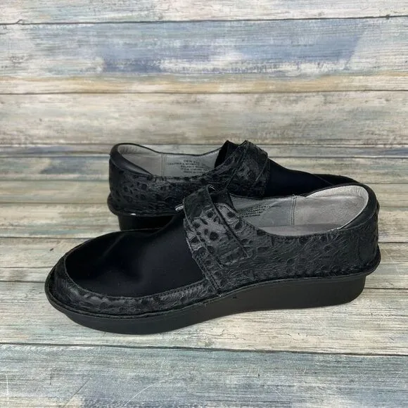 Alegria Womens Size‎ 37 Dream Fit Black Leather Neoprene Dena DEN-435 Shoes
