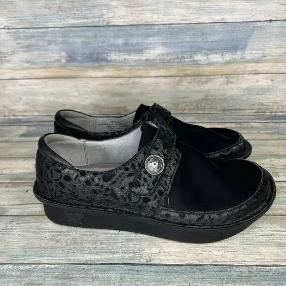 Alegria Womens Size‎ 37 Dream Fit Black Leather Neoprene Dena DEN-435 Shoes