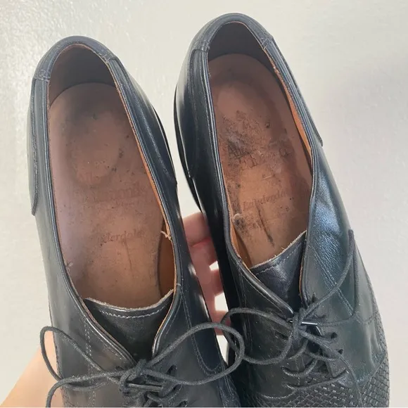 Allen Edmonds Black Leather Woven Lauderdale Cap Toe Dress Oxfords Size 10.5 A
