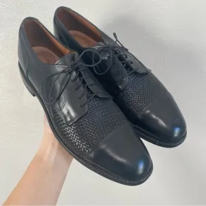 Allen Edmonds Black Leather Woven Lauderdale Cap Toe Dress Oxfords Size 10.5 A
