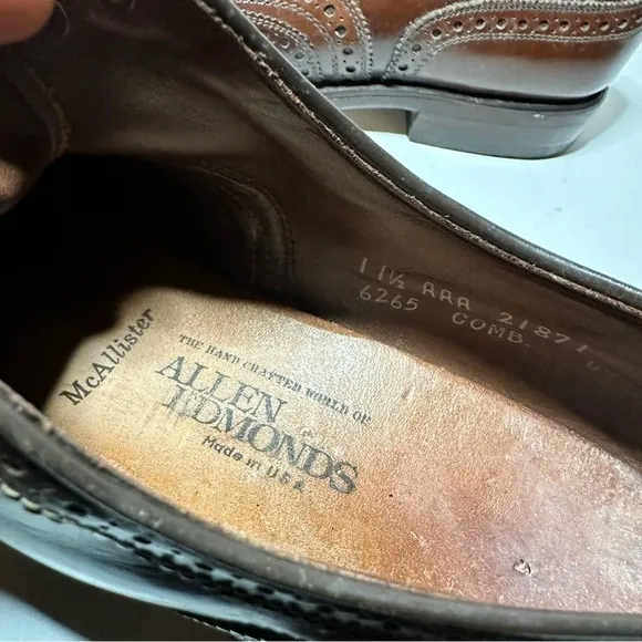 ALLEN EDMONDS McAllister Wingtip Oxford Burgundy Leather Men's Shoes 11.5 AAA
