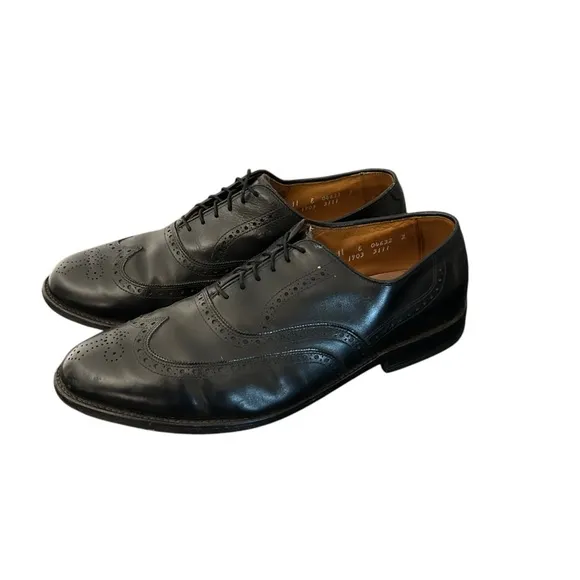 Allen Edmonds Mens Chester Black Full Brogue Wingtip Oxford Dress Shoes Size 11