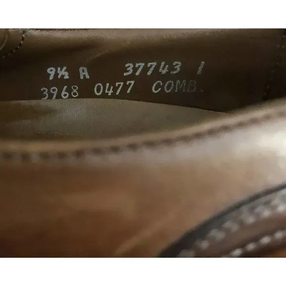 ALLEN Edmonds Mens Shoes Oxford Cap Toe Rubber Sole Brown Leather Uppers 9.5 A
