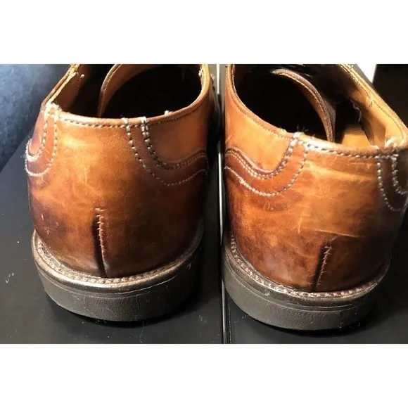 ALLEN Edmonds Mens Shoes Oxford Cap Toe Rubber Sole Brown Leather Uppers 9.5 A