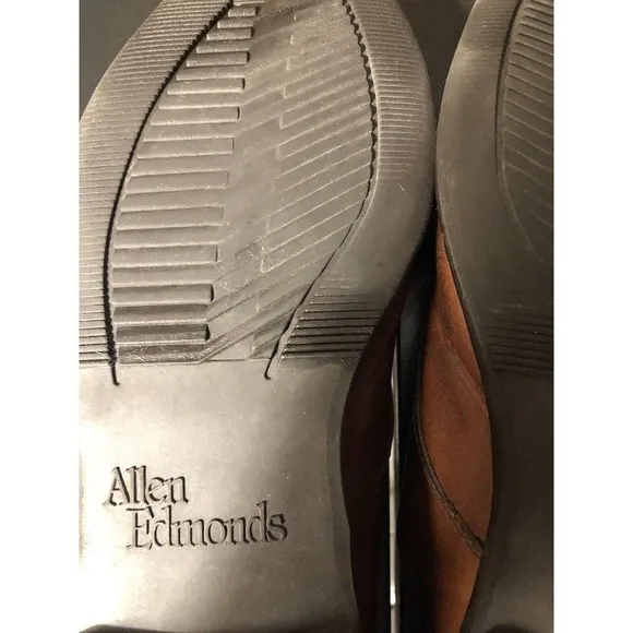 ALLEN Edmonds Mens Shoes Oxford Cap Toe Rubber Sole Brown Leather Uppers 9.5 A