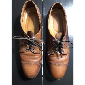 ALLEN Edmonds Mens Shoes Oxford Cap Toe Rubber Sole Brown Leather Uppers 9.5 A