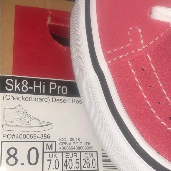 &gt;Ⓜ️SH8-Hi PRO CHECKERBOARD DESERT ROSE WHITE ULTRA CUSH UNISEX BRAND NEW VANS😍