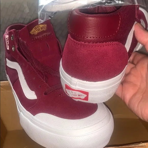 &gt;Ⓜ️VANS STYLE 112 MID PRO CLASSIC SUEDE/CANVAS BURGUNDY/WHITE #1 SKATE BRAND NEW