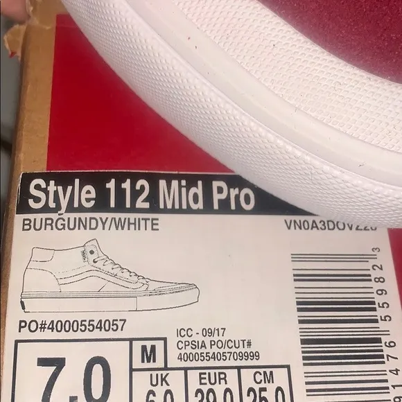 &gt;Ⓜ️VANS STYLE 112 MID PRO CLASSIC SUEDE/CANVAS BURGUNDY/WHITE #1 SKATE BRAND NEW