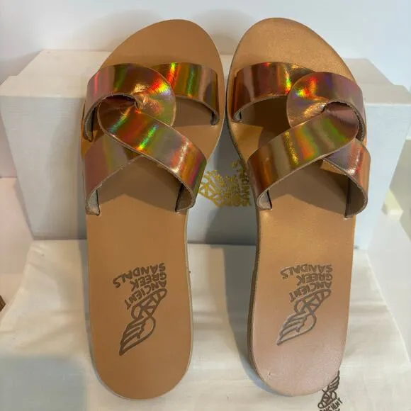 Ancient Greek Sandals Desmos Iridescent Slide Sandals Womens EU 37 / US 7
