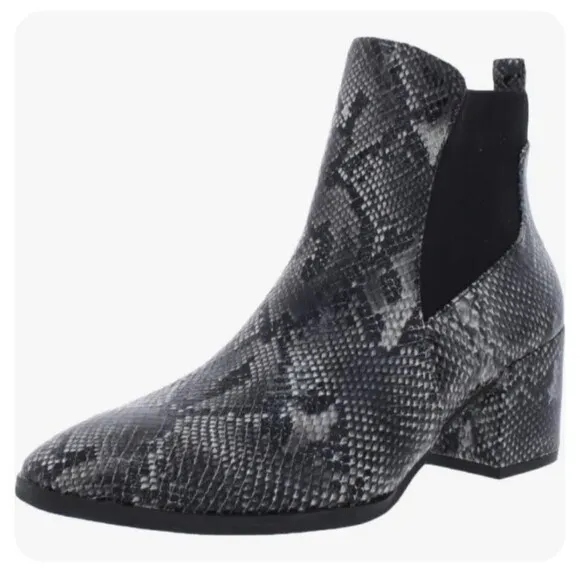 ANNE KLEIN PARSON WOMENS SLIP-ON ANKLE BOOTS Shoes 7 M (B,M) Reptile Embossed