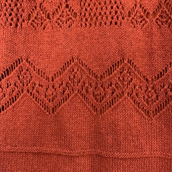 Anthropologie Burnt Orange Crochet Midi Dress Sz XS