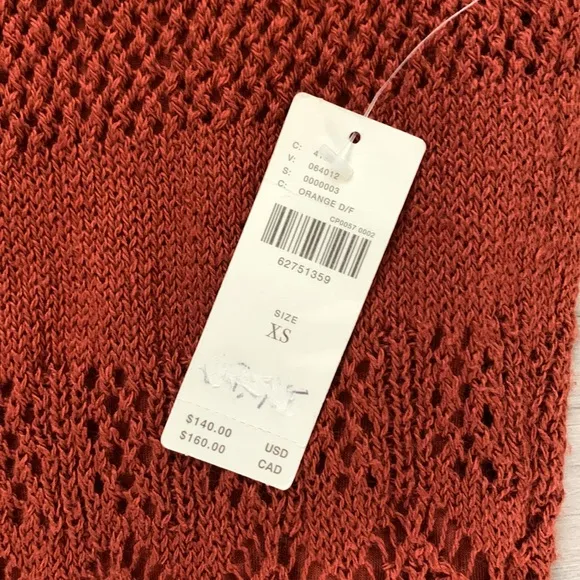 Anthropologie Burnt Orange Crochet Midi Dress Sz XS