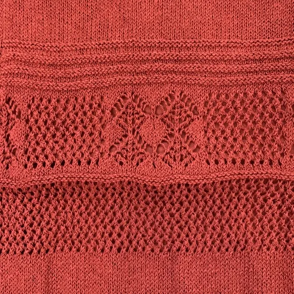 Anthropologie Burnt Orange Crochet Midi Dress Sz XS