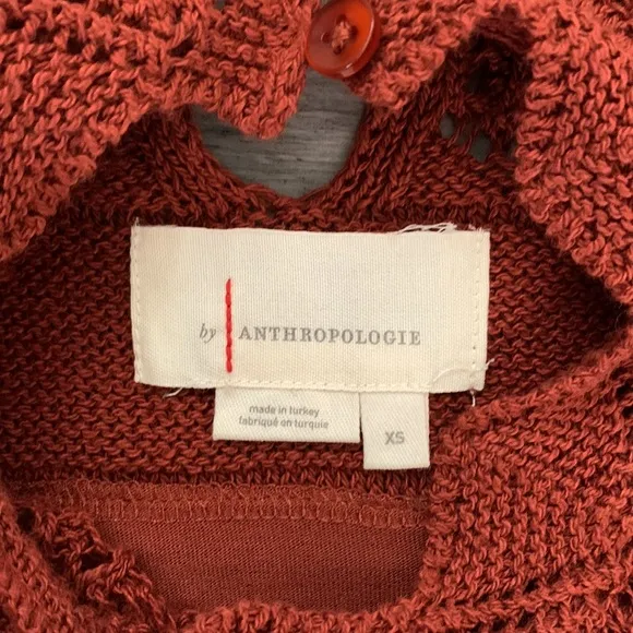 Anthropologie Burnt Orange Crochet Midi Dress Sz XS