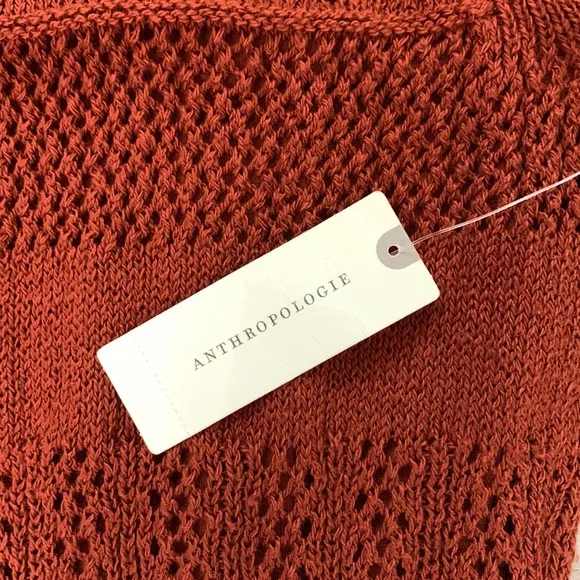 Anthropologie Burnt Orange Crochet Midi Dress Sz XS
