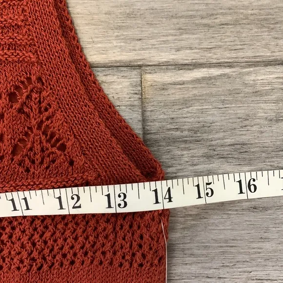 Anthropologie Burnt Orange Crochet Midi Dress Sz XS