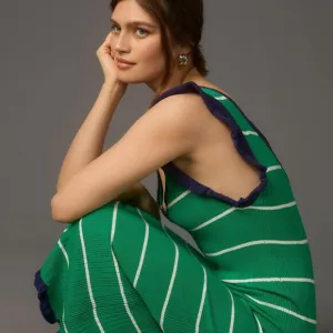 Anthropologie Daily Practice Sweater Midi Dress In Green Stripe Size S NWT