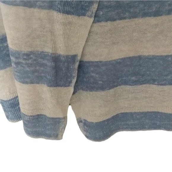 ANTHROPOLOGIE Linen Splendid Southampton Stripe V-Neck  Sweater