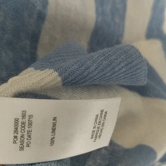 ANTHROPOLOGIE Linen Splendid Southampton Stripe V-Neck  Sweater
