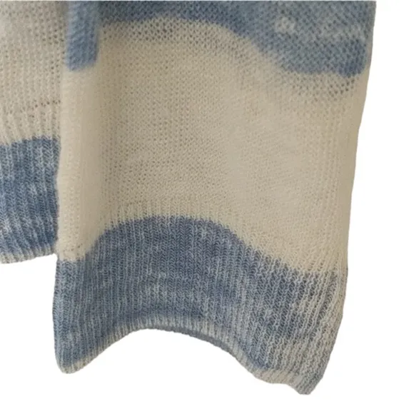 ANTHROPOLOGIE Linen Splendid Southampton Stripe V-Neck  Sweater