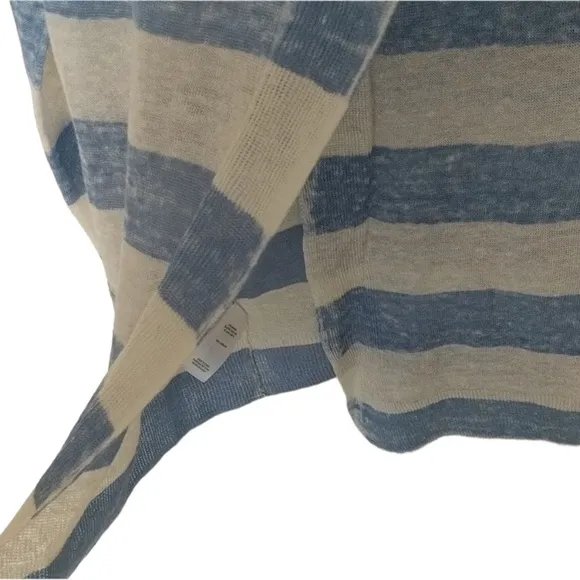 ANTHROPOLOGIE Linen Splendid Southampton Stripe V-Neck  Sweater