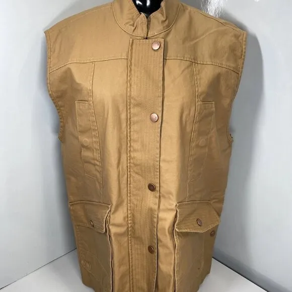 Anthropologie Pilcro Women's Waxed Bard Utility Vest Honey Tan Size S - NWT