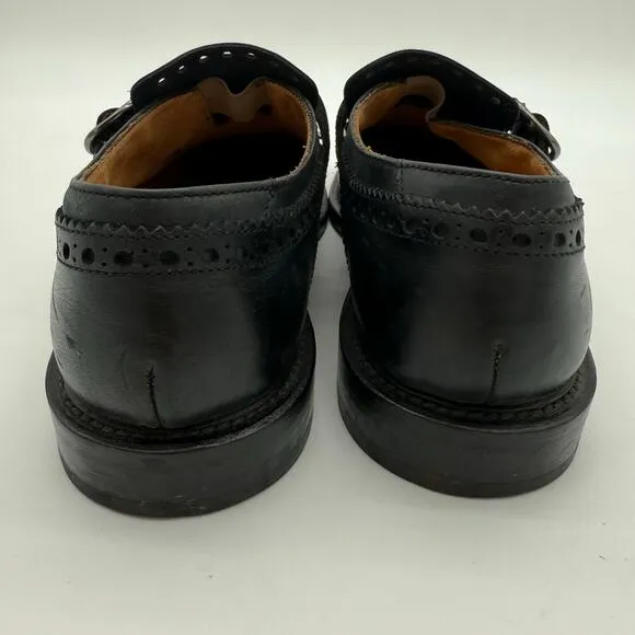 Antonio Maurizi Leather Black Double Monk Strap Derby Brogue Fringe 43/9.5