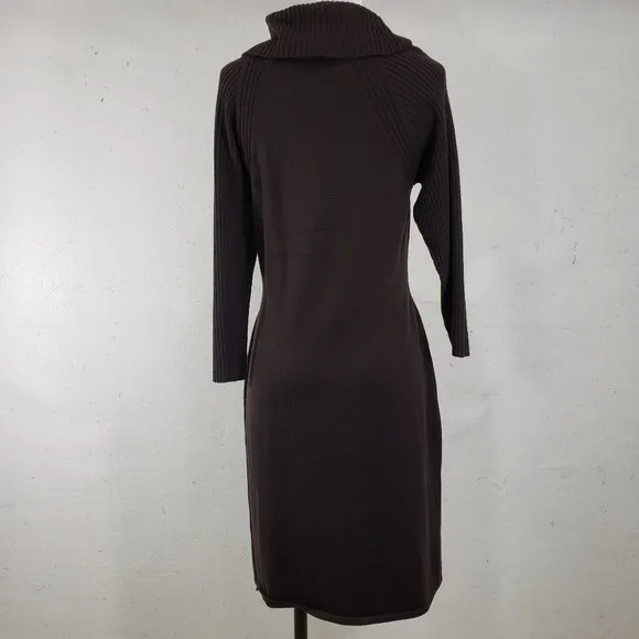 ANTONIO MELANI Brown L Soft Wool Knit Dress