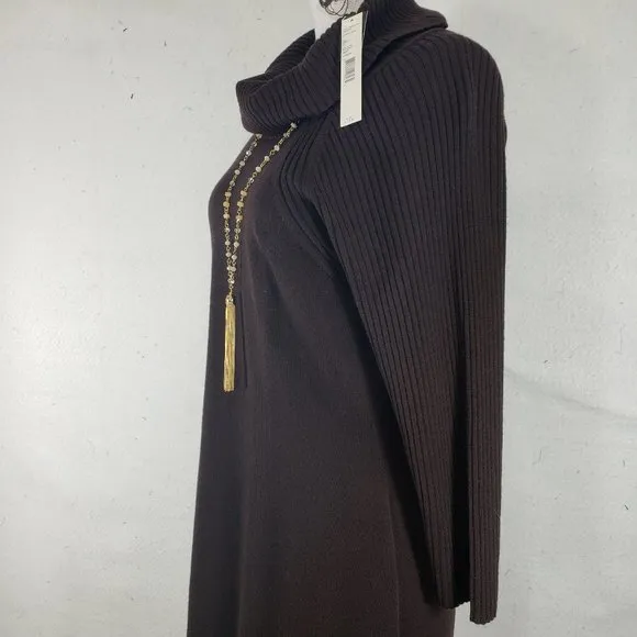 ANTONIO MELANI Brown L Soft Wool Knit Dress