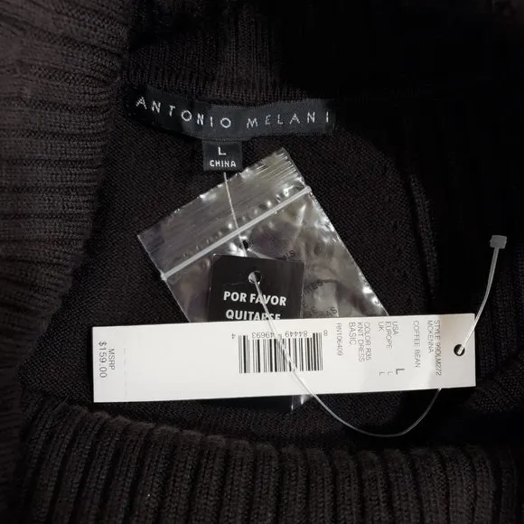 ANTONIO MELANI Brown L Soft Wool Knit Dress