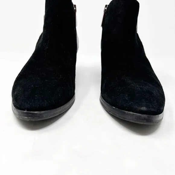 [Aquatalia] Black Farin Weatherproof Suede Ankle Boots Buckle Booties Size 8.5