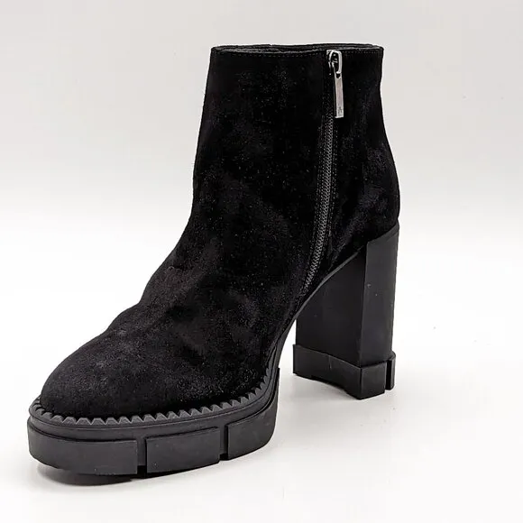 Aquatalia Women Lana Block Heel Black Suede Boots size 9