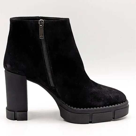 Aquatalia Women Lana Block Heel Black Suede Boots size 9