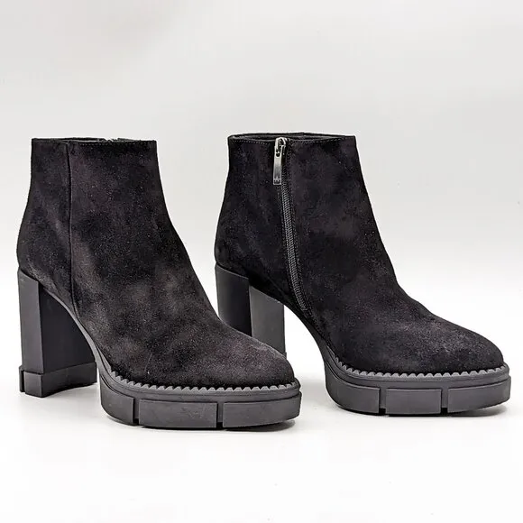 Aquatalia Women Lana Block Heel Black Suede Boots size 9
