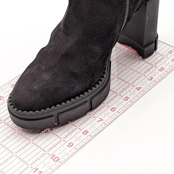 Aquatalia Women Lana Block Heel Black Suede Boots size 9