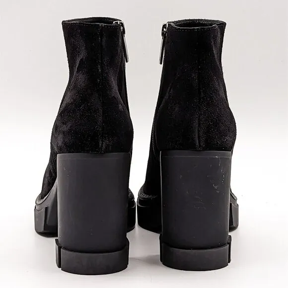 Aquatalia Women Lana Block Heel Black Suede Boots size 9