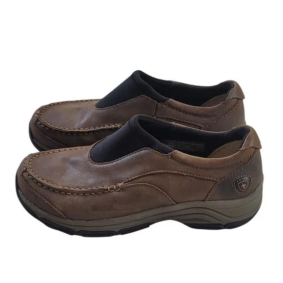 Ariat Brown Leather ATS  Slip Ons Men's Work Shoes SZ 7.5