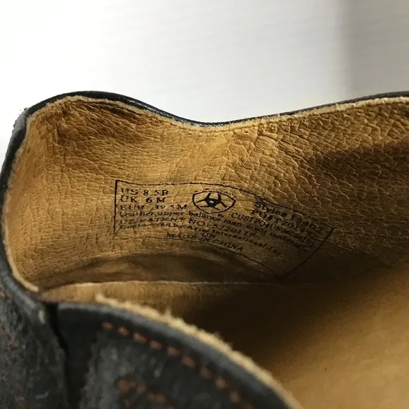 Ariat Womens Size 8.5B Black &amp; Tan Leather Slip On With Cut Outs Mules Retro