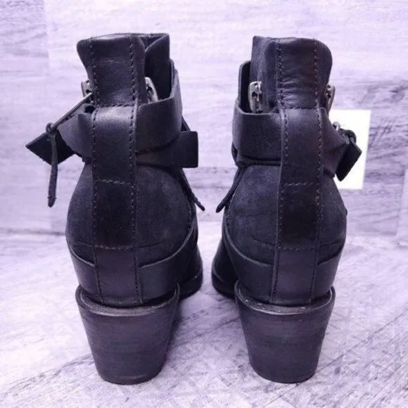 Ash Manhattan Strappy Leather Ankle Boot Black sz 37 Women's sz 7