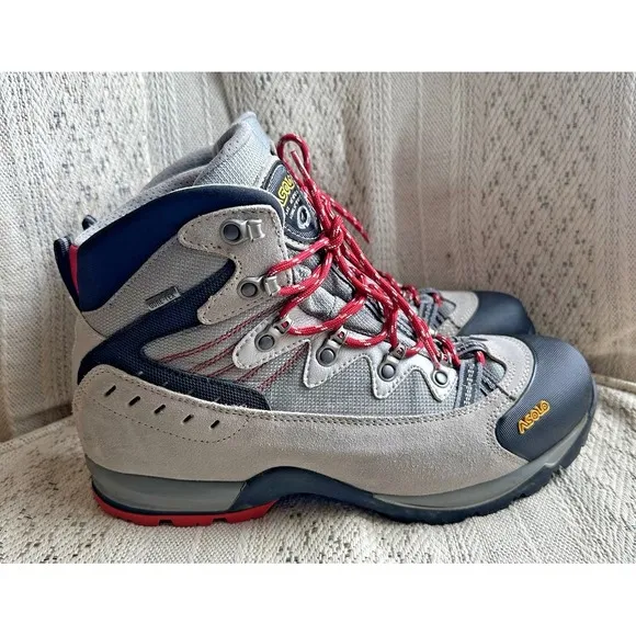 ASOLO Spirit GTX Hiking Boots Shoes Women's Size 8.5 Gray/Black Leather Gore-tex