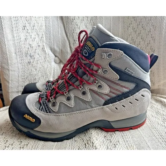 ASOLO Spirit GTX Hiking Boots Shoes Women's Size 8.5 Gray/Black Leather Gore-tex