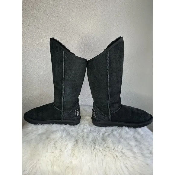 Australia Luxe Collective Cosy Tall Boots Genuine Sheepskin Suede Womens Black 6