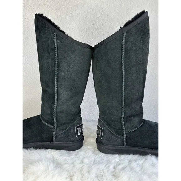 Australia Luxe Collective Cosy Tall Boots Genuine Sheepskin Suede Womens Black 6