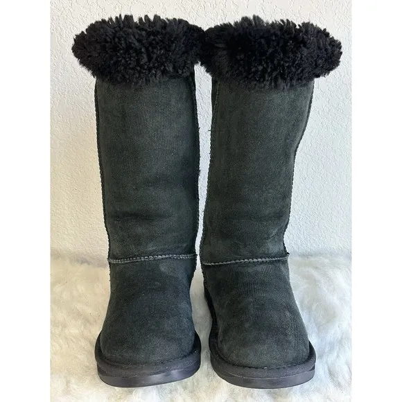 Australia Luxe Collective Cosy Tall Boots Genuine Sheepskin Suede Womens Black 6